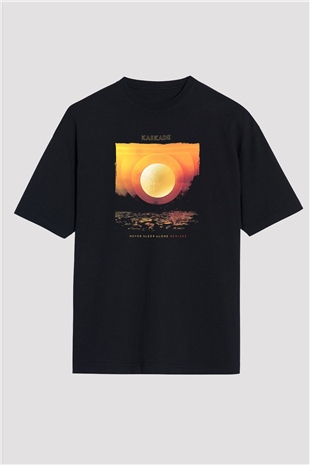 Kaskade Siyah Oversize Tişört Oversize T-shirt - TişörtFabrikası