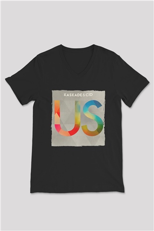 Kaskade Siyah Unisex V Yaka Tişört