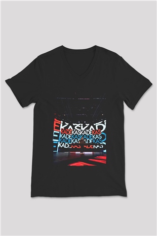Kaskade Siyah Unisex V Yaka Tişört