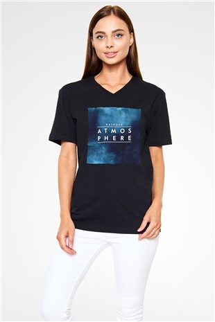 Kaskade Siyah Unisex V Yaka Tişört