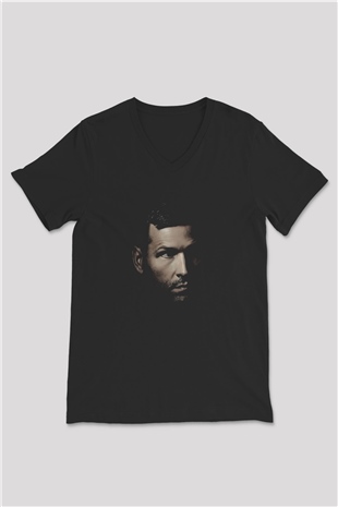 Kaskade Siyah Unisex V Yaka Tişört