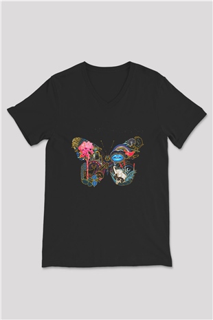Kaskade Siyah Unisex V Yaka Tişört