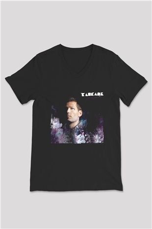 Kaskade Siyah Unisex V Yaka Tişört