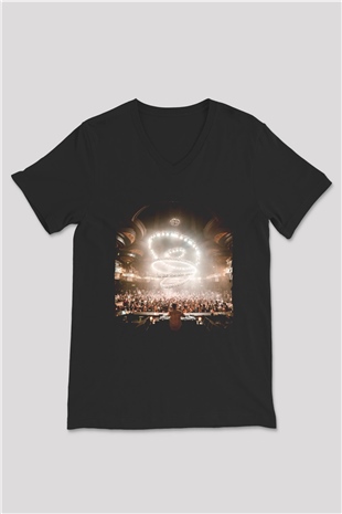 Kaskade Siyah Unisex V Yaka Tişört