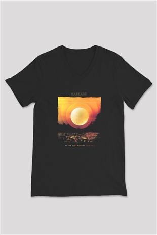 Kaskade Siyah Unisex V Yaka Tişört