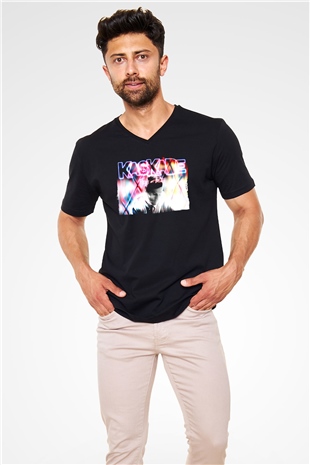 Kaskade Siyah Unisex V Yaka Tişört