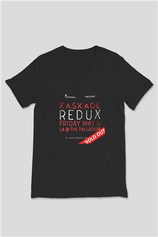 Kaskade Siyah Unisex V Yaka Tişört