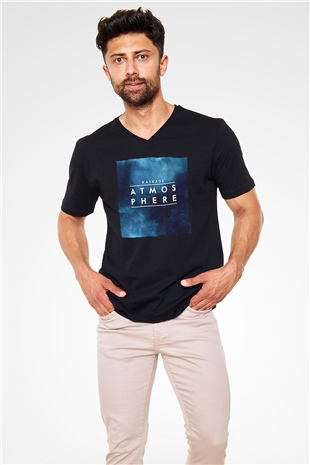Kaskade Siyah Unisex V Yaka Tişört