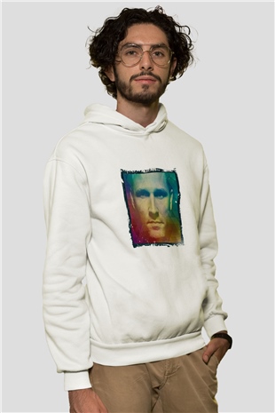 KaskadeBaskılı Beyaz Hoodie