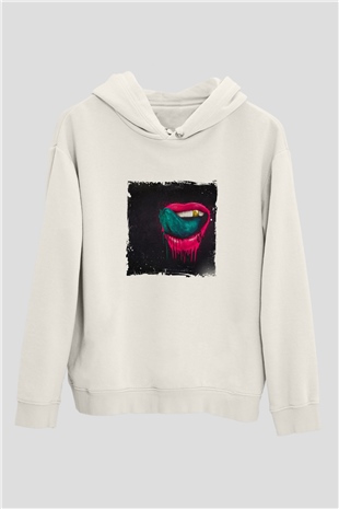 KaskadeBaskılı Beyaz Hoodie