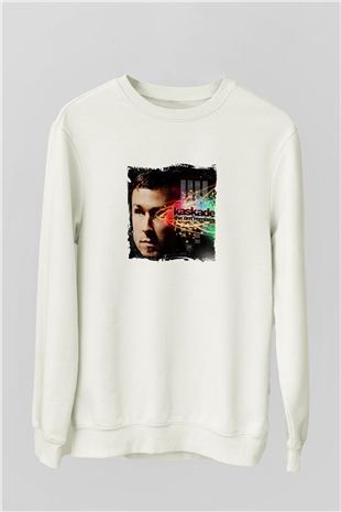 KaskadeBaskılı Beyaz Sweatshirt