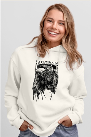 Katatonia Beyaz Unisex Kapşonlu Sweatshirt