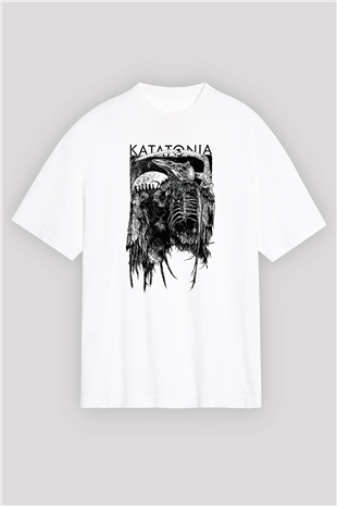Katatonia Beyaz Unisex Oversize Tişört T-Shirt