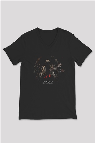 Katatonia Siyah Unisex V Yaka Tişört T-Shirt