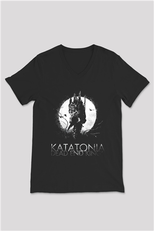 Katatonia Siyah Unisex V Yaka Tişört T-Shirt
