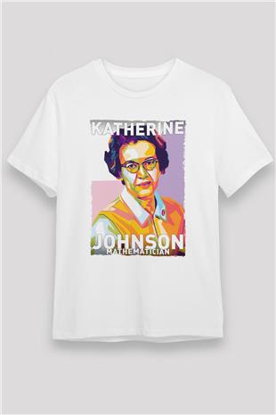 Katherine Johnson Baskılı Unisex Beyaz Tişört - Tshirt