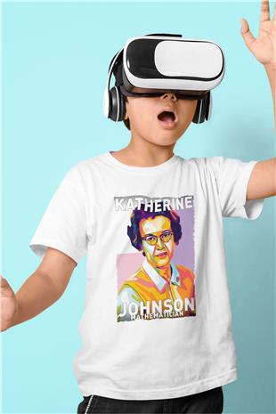 Katherine Johnson Baskılı Unisex Beyaz Çocuk Tişörtü - Tshirt