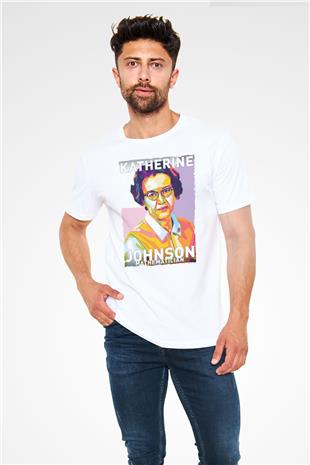 Katherine Johnson Baskılı Unisex Beyaz Tişört - Tshirt