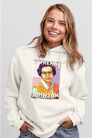 Katherine Johnson Baskılı Unisex Ekru Hoodie