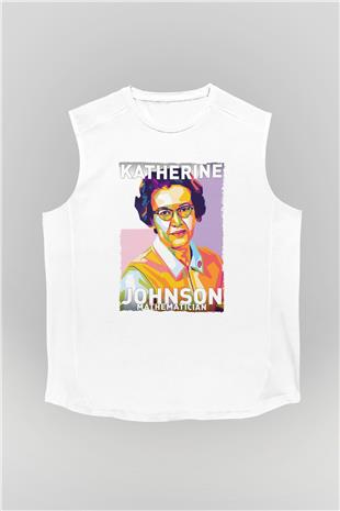 Katherine Johnson Baskılı Unisex Kolsuz Beyaz Tişört - Tshirt