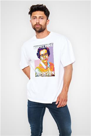 Katherine Johnson Baskılı Unisex Oversize Beyaz Tişört - Tshirt