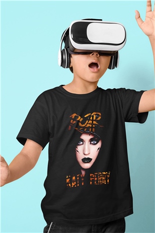 Katy Perry Baskılı Siyah Unisex Çocuk Tişört