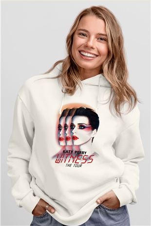 Katy Perry Beyaz Unisex Kapşonlu Sweatshirt