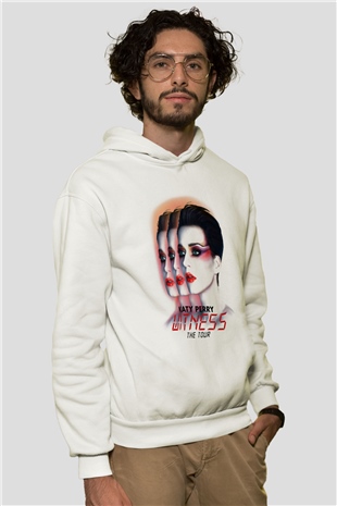 Katy Perry Beyaz Unisex Kapşonlu Sweatshirt
