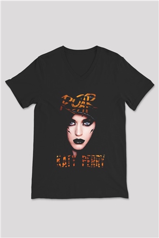 Katy Perry Siyah Unisex V Yaka Tişört T-Shirt