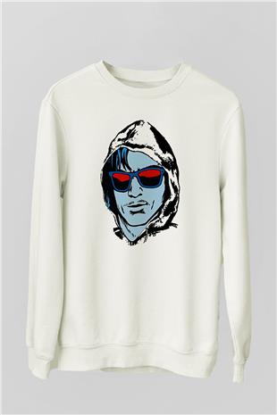 Kavinsky Baskılı Beyaz Unisex Sweatshirt