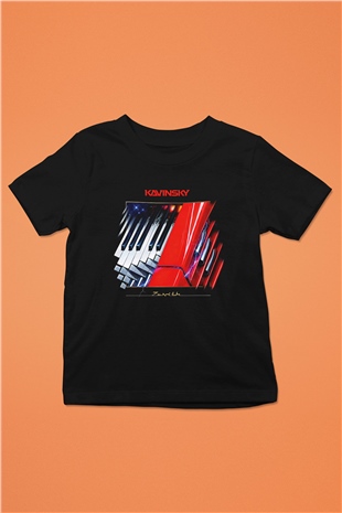 Kavinsky Baskılı Unisex Siyah Çocuk Tişört - Tshirt