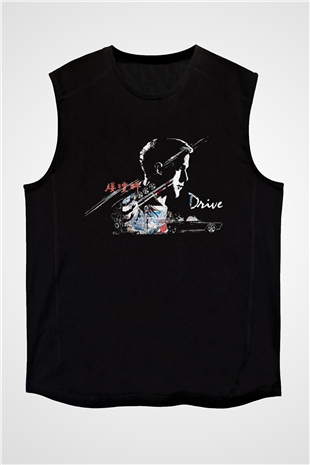 Kavinsky Baskılı Unisex Siyah Kolsuz Tişört - Tshirt