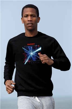 Kavinsky Baskılı Unisex Siyah Sweatshirt