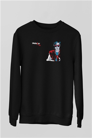Kavinsky Baskılı Unisex Siyah Sweatshirt