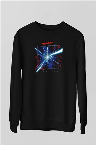 Kavinsky Baskılı Unisex Siyah Sweatshirt