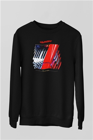 Kavinsky Baskılı Unisex Siyah Sweatshirt