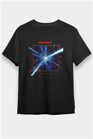 Kavinsky Baskılı Unisex Siyah Tişört - Tshirt