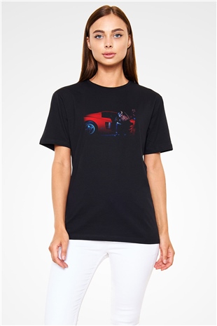 Kavinsky Baskılı Unisex Siyah Tişört - Tshirt