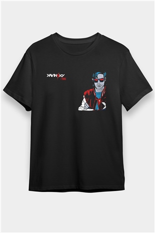 Kavinsky Baskılı Unisex Siyah Tişört - Tshirt
