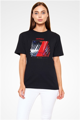 Kavinsky Baskılı Unisex Siyah Tişört - Tshirt