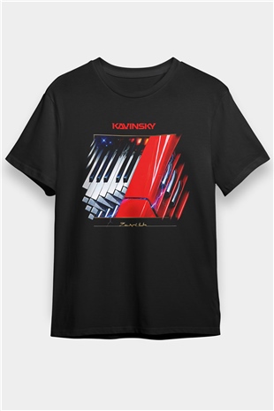 Kavinsky Baskılı Unisex Siyah Tişört - Tshirt