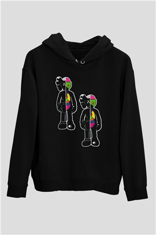 Kaws TemalıSiyah  Unisex Hoodie