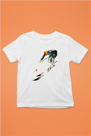 Kayak Baskılı Unisex Beyaz Çocuk Tişört - Tshirt