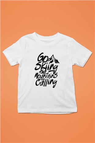 Kayak Baskılı Unisex Beyaz Çocuk Tişört - Tshirt