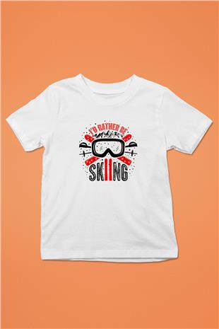 Kayak Baskılı Unisex Beyaz Çocuk Tişört - Tshirt