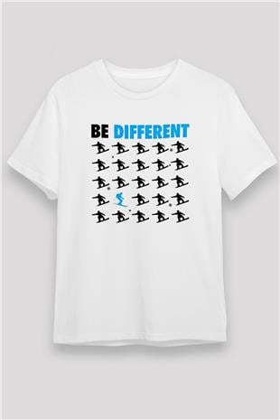 Kayak Baskılı Unisex Beyaz Tişört - Tshirt