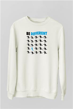 Kayak Baskılı Unisex Ekru Sweatshirt