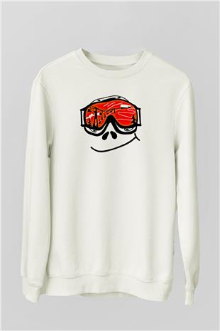 Kayak Baskılı Unisex Ekru Sweatshirt