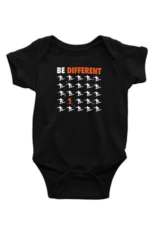 Kayak - Ski Baskılı Unisex Siyah Bebek Body - Zıbın