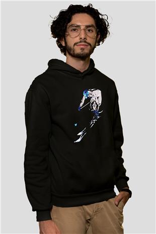 Kayak - Ski Baskılı Unisex Siyah Hoodie